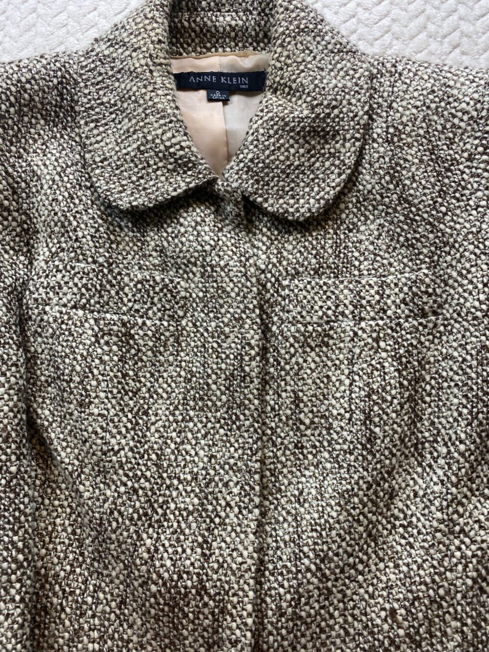 Ann Klein Tweed Boucle Blazer Jacket Coat Belted Sz 0 Classic Basic #197P - Picture 7 of 10